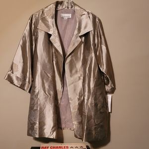 Caroline Rose Champagne Floral Open Front Coat XXL New With Tags